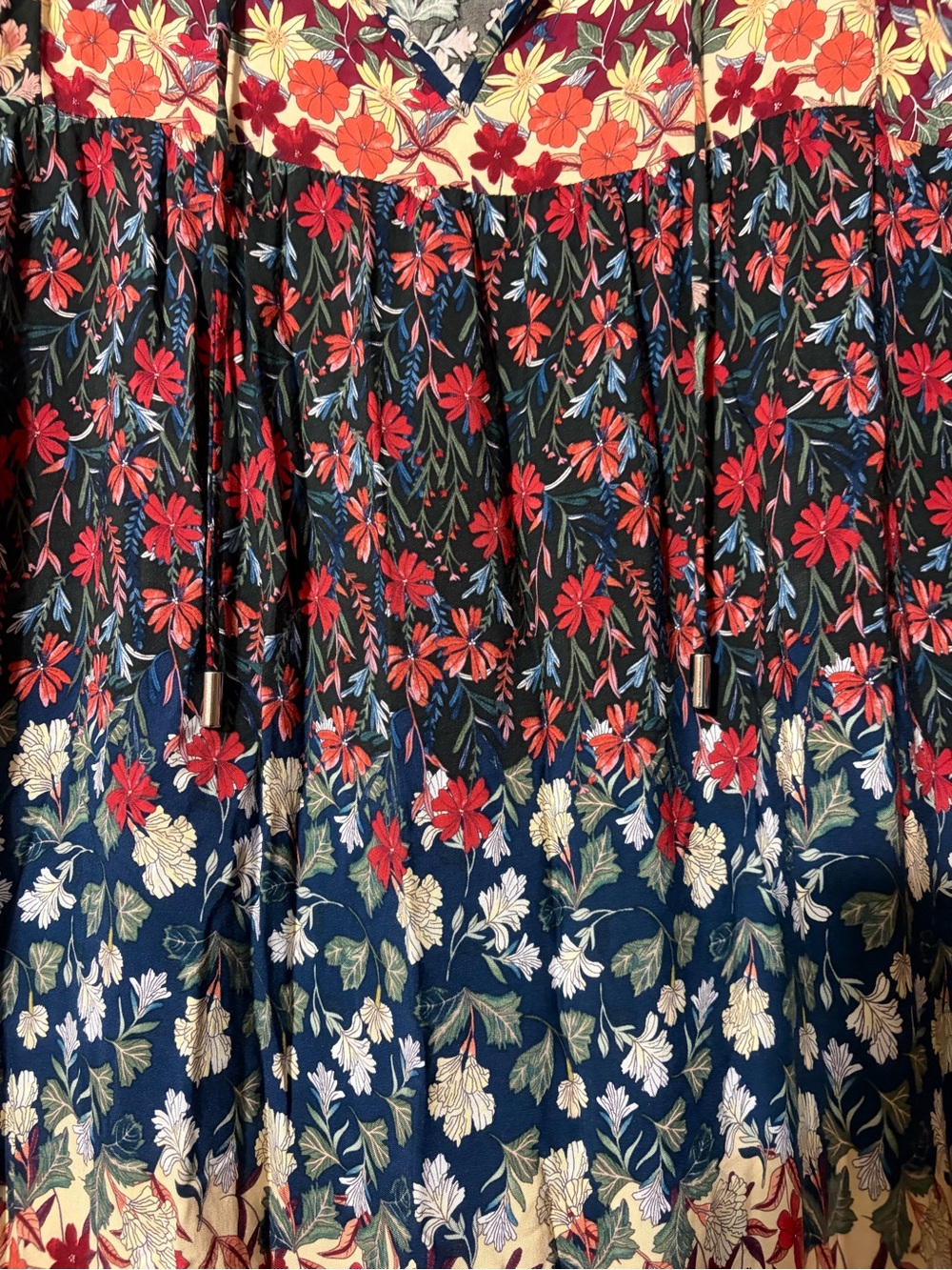Grace & Lace Floral Sundress Maxi Dress Blue Black Bishop Sleeve - Picture 6 of 9